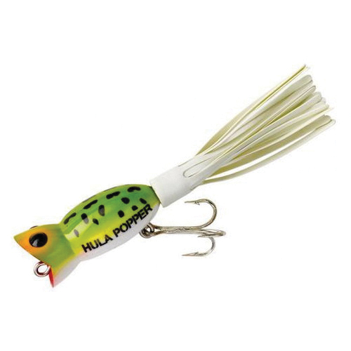 Arbogast 0141-2701 Hula Popper Top Water Lure, Bass, Pike and Other Gamefish, Frog/White Belly Lure