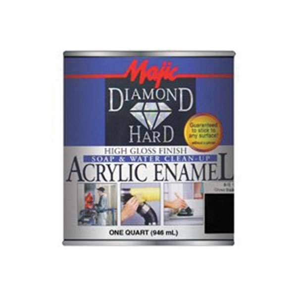 Majic Paints DiamondHard 8-1501 Series 8-1501-2 Enamel Paint, Gloss, Black, 1 qt Can - 2