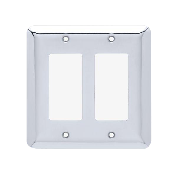 Liberty Hardware Stamped Round W10252L-PC-U Rocker Cover Plate, 4.96 in L, 4.88 in W, 2 -Gang, Steel