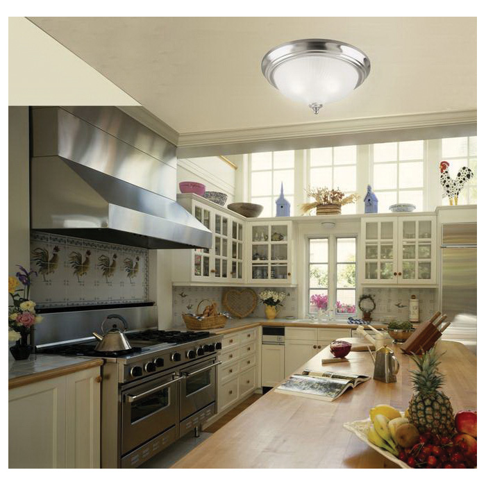 Westinghouse 64304 Flush Mount Ceiling Fixture, 1-Lamp, Incandescent Lamp, Brushed Nickel Fixture