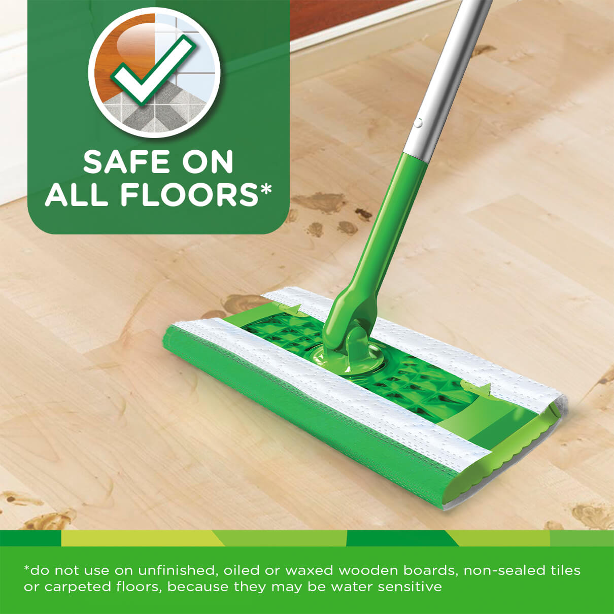 Swiffer Sweeper 76471 Wet Mopping Cloth, 8 in L, 10 in W, White
