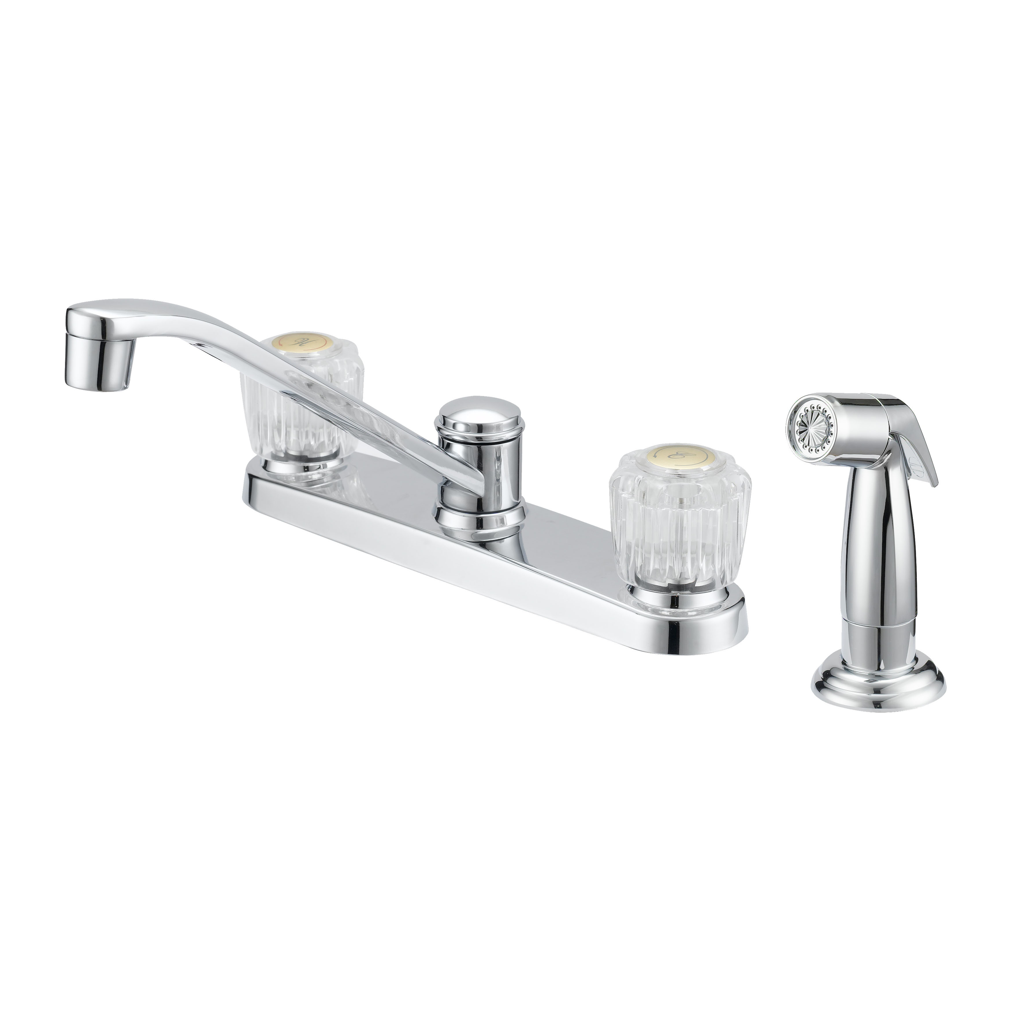 F8F10041CP Kitchen Faucet, 1.8 gpm, 2-Faucet Handle, 4-Faucet Hole, Metal/Plastic, Chrome Plated