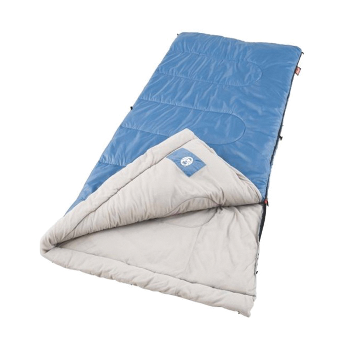 Coleman Sun Ridge Series 2000016328 Sleeping Bag, 75 in L, 33 in W, Rectangular, Polyester, Blue