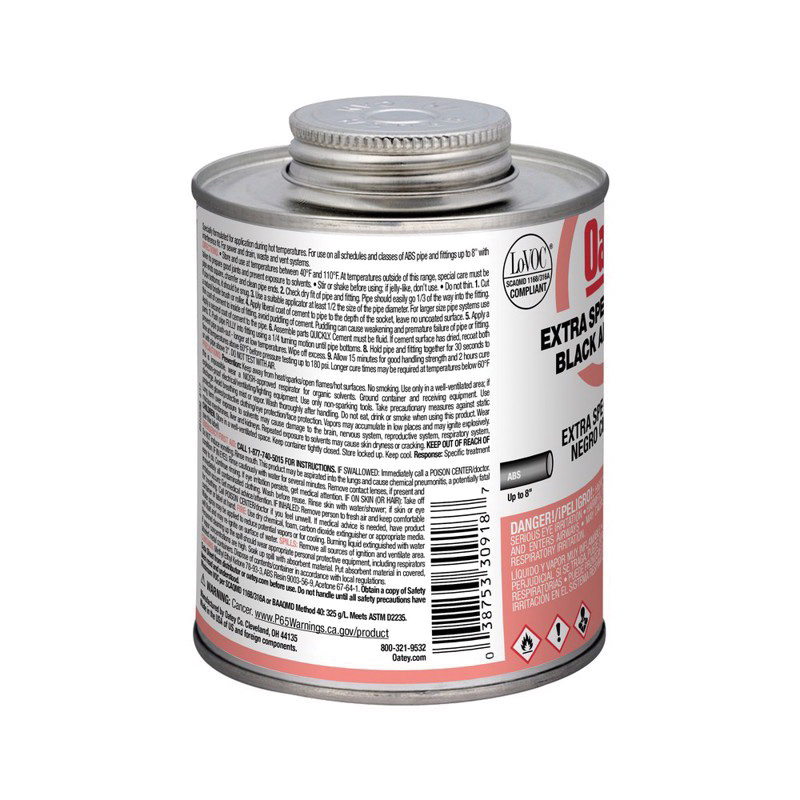Oatey 30916 Cement, Opaque Liquid, Medium Black, 4 oz
