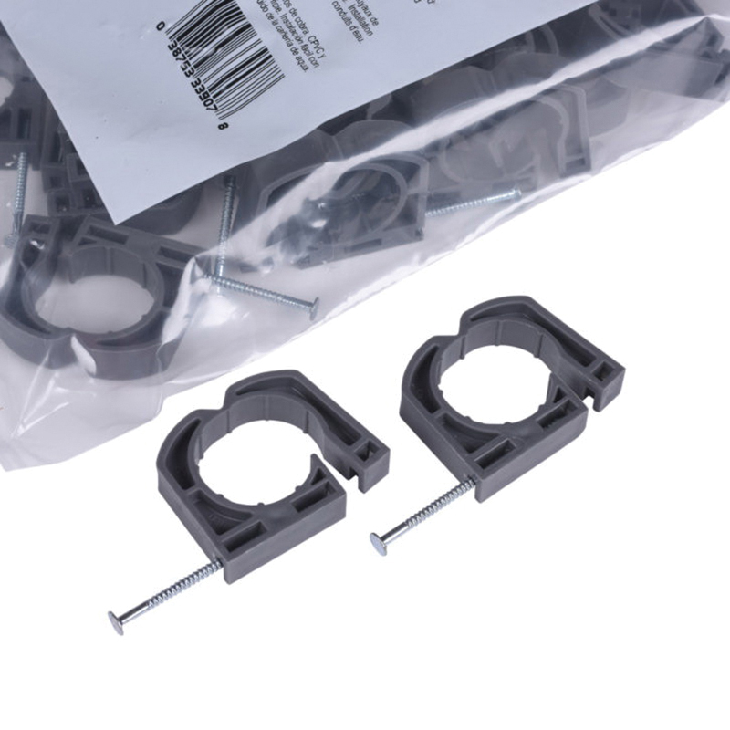 Oatey 33913 Full Clamp with Barbed Nail, High-Impact Polypropylene