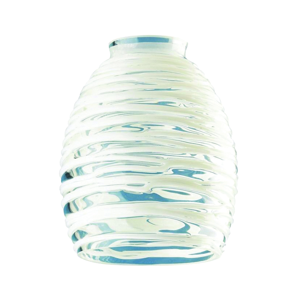 8131400 Light Shade, Tapered Barrel, Glass, Clear/White