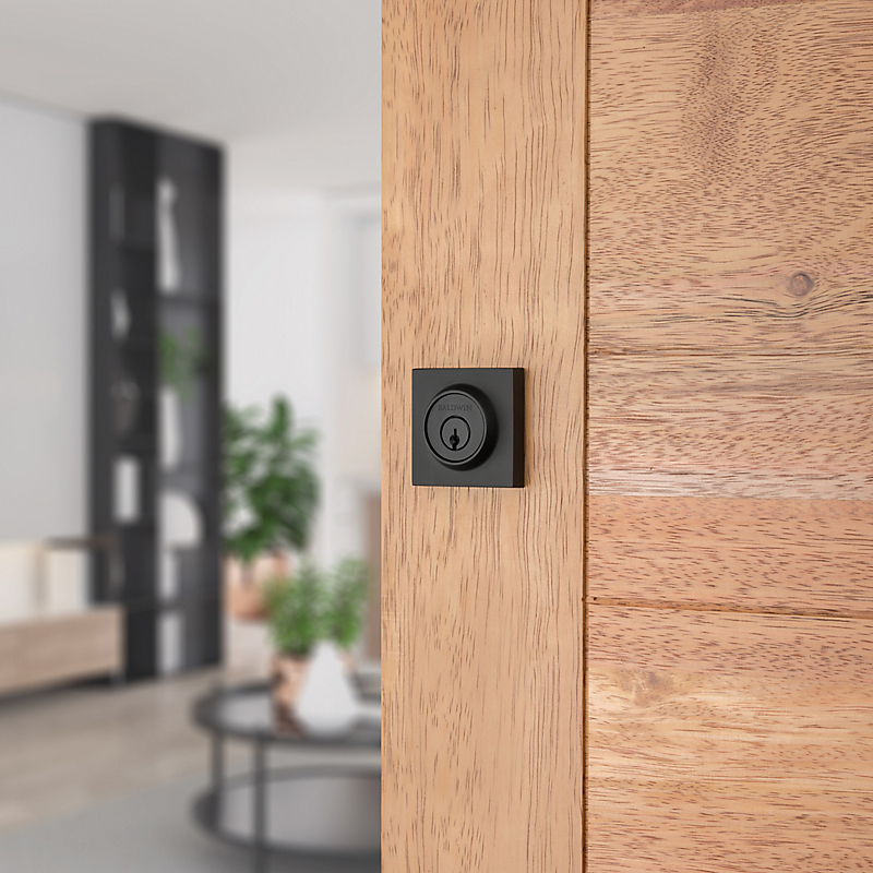 Deadbolt, Baldwin, Brass/Steel, Satin Black, 2-3/8, 2-3/4 in Backset, C Keyway - 3