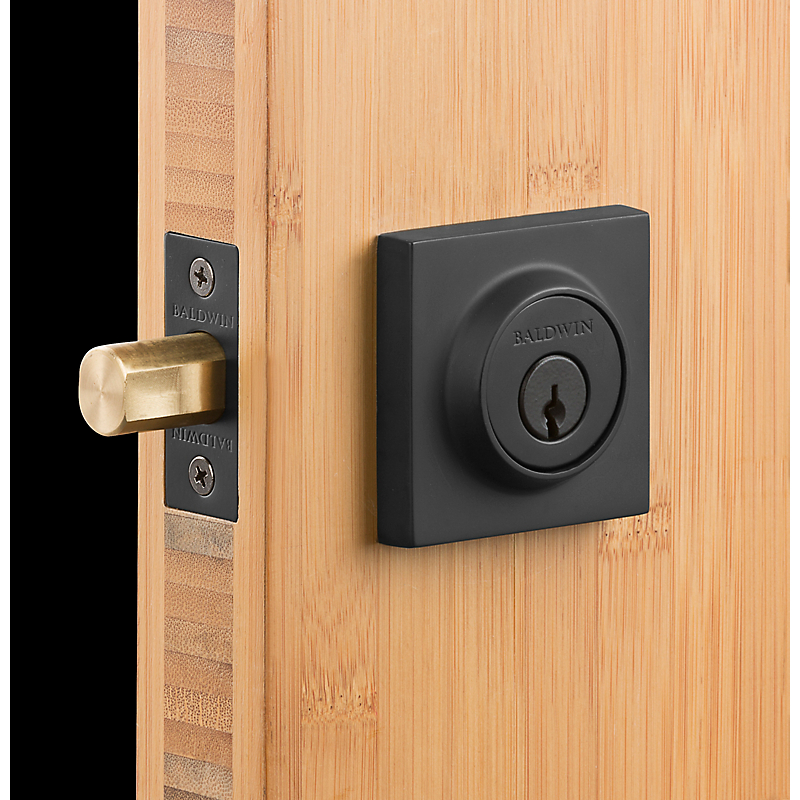 Deadbolt, Baldwin, Brass/Steel, Satin Black, 2-3/8, 2-3/4 in Backset, C Keyway - 4