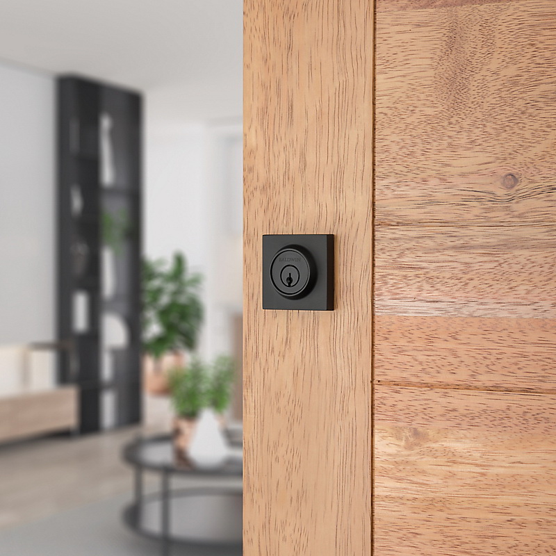 Deadbolt, Baldwin, Brass/Steel, Satin Black, 2-3/8, 2-3/4 in Backset, C Keyway - 5