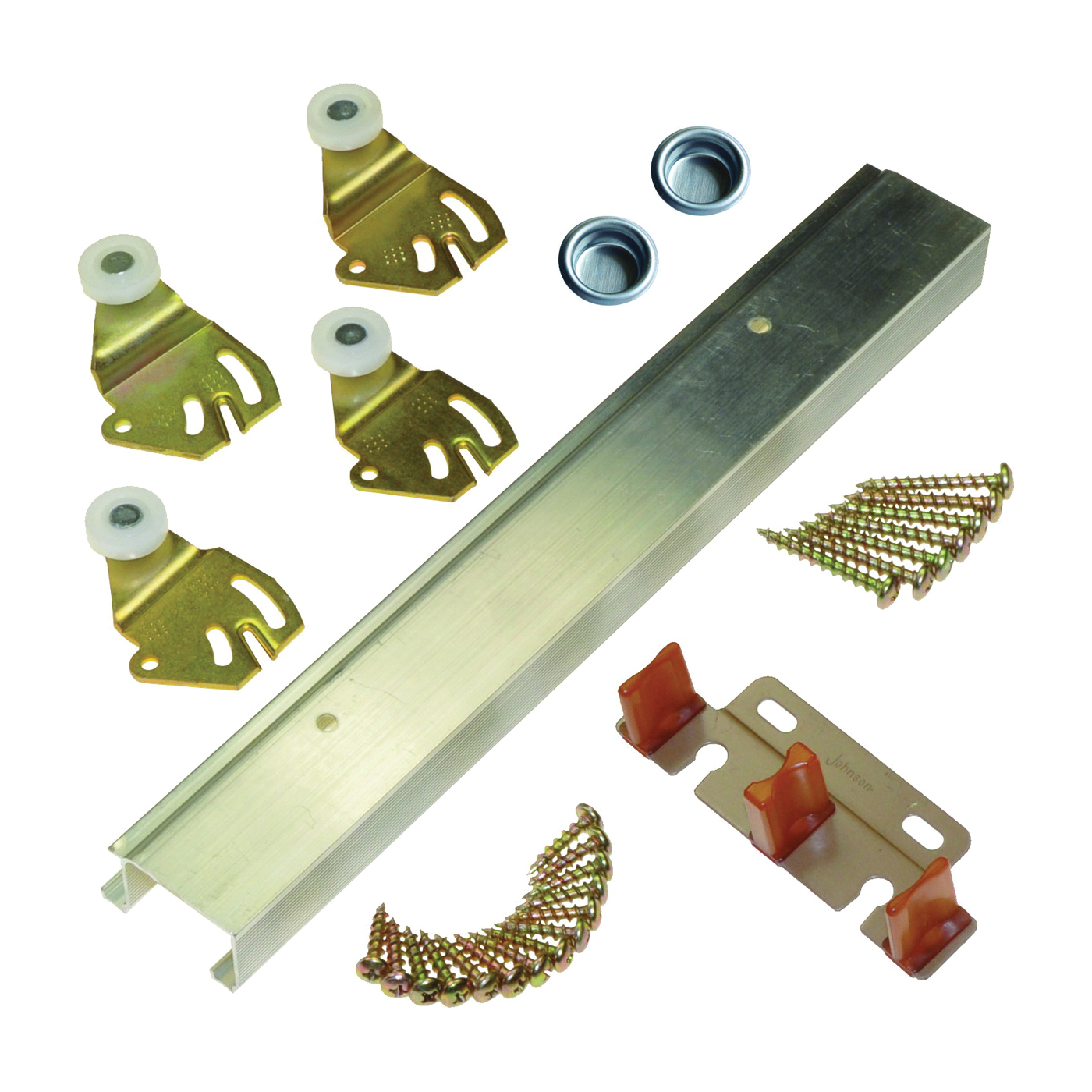 2200722D By-Pass Door Hardware Set, 71 in L Track, For: 50 lb Sliding Doors