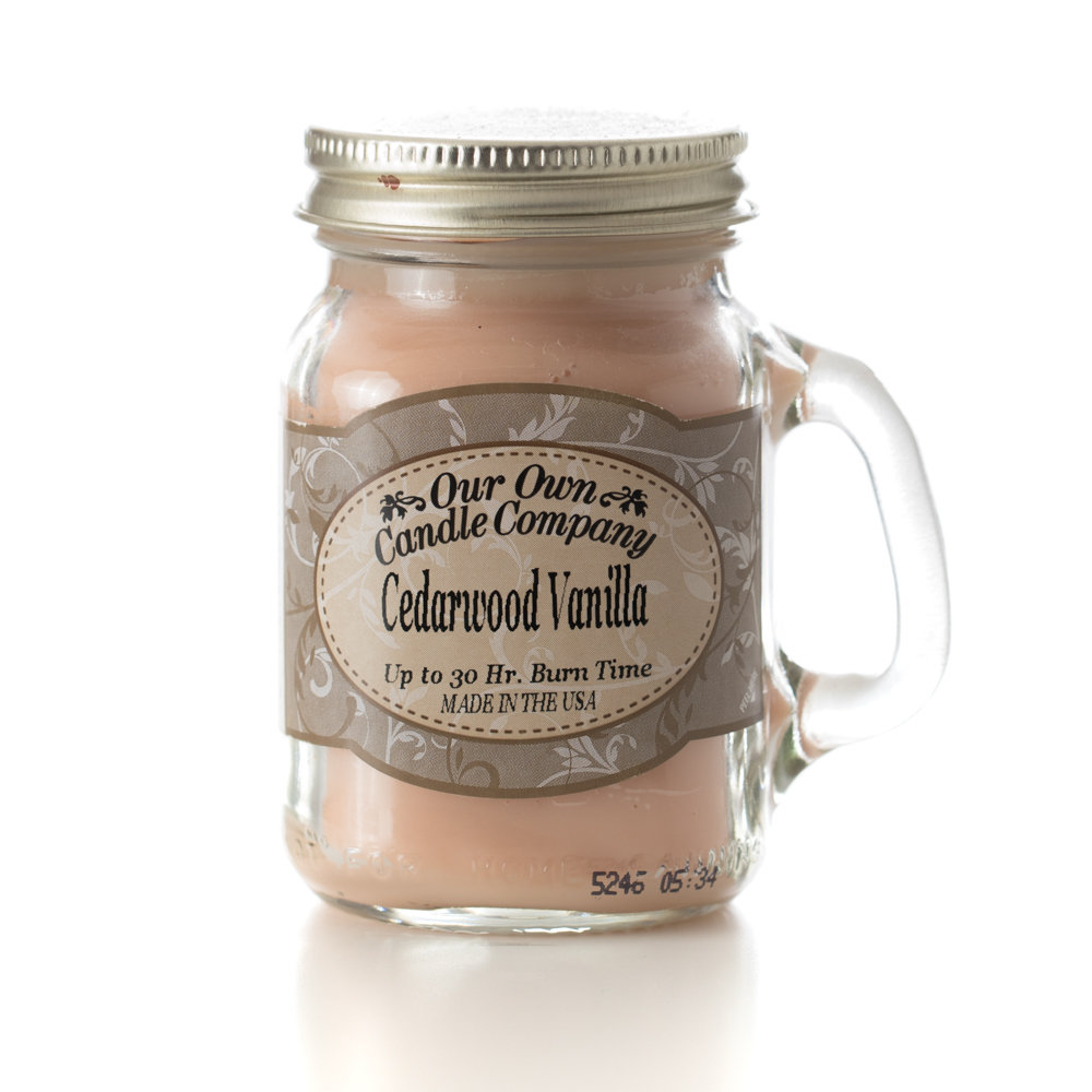 Our Own Candle Company SIC1-CW Scented Candle, Cedar Wood Vanilla Fragrance, 100 hr Burning