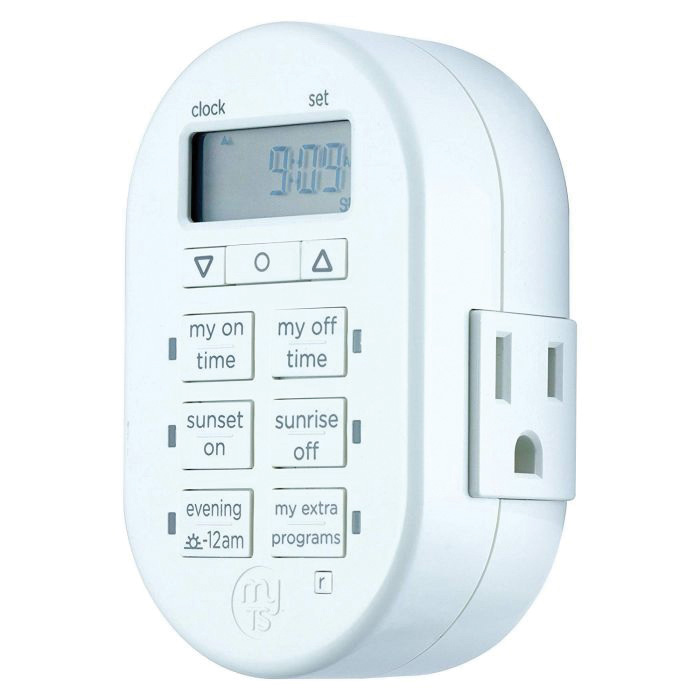 myTouchSmart SunSmart 33860 Digital Timer, 1 -Outlet, 7 days Time Setting, 8 Custom On/Off Cycle, White