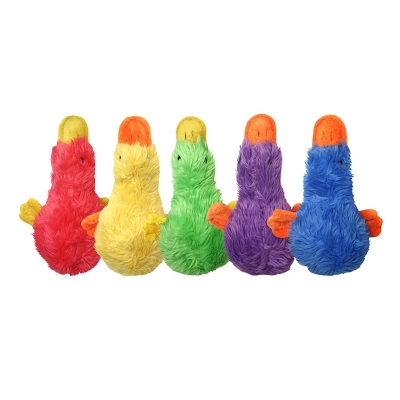 multipet 37706 Dog Toy, 4 in, Duckworth, Blue/Green/Purple/Red/Yellow