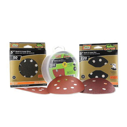 Gator 4141-003 Sanding Disc, 5 in Dia, 120 Grit, Fine, Aluminum-Oxide Abrasive, 8-Hole