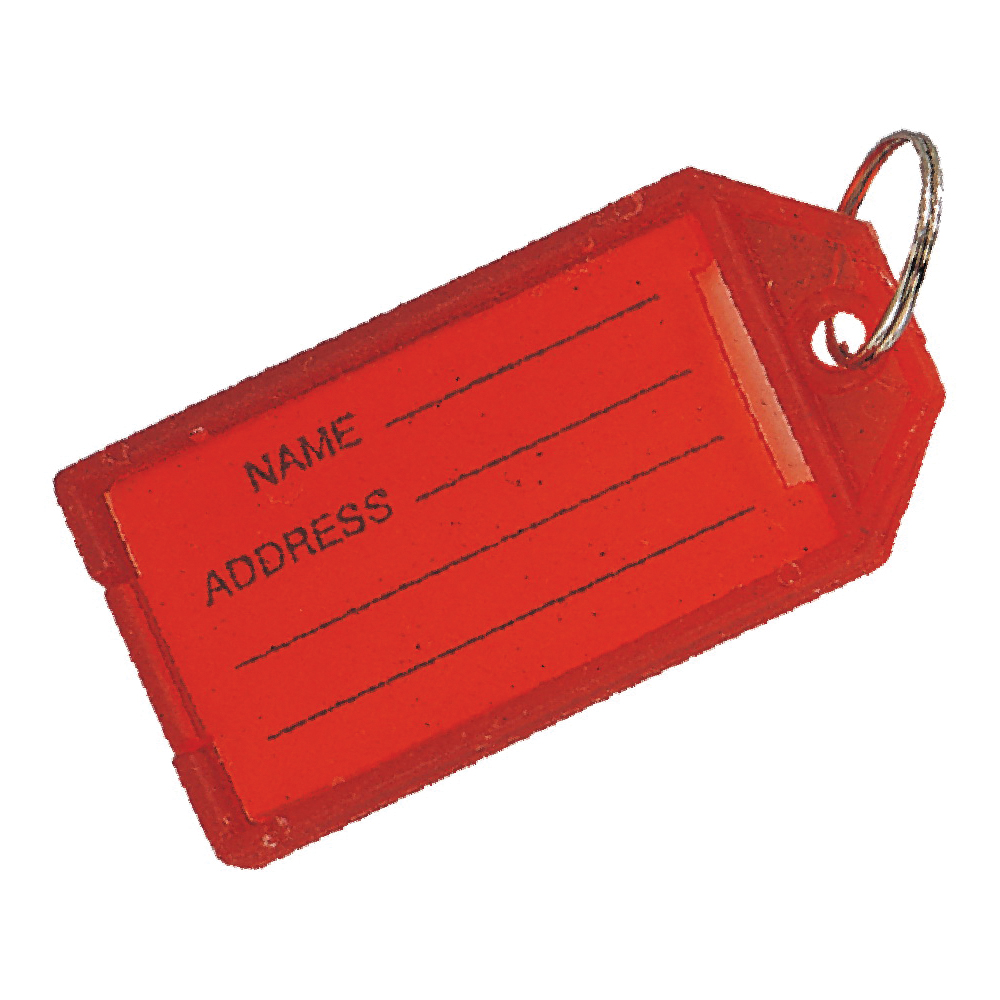 Vulcan YC0042 Name Tag Key Ring, Rectangle, Plastic, Blue/Green/Red/Yellow