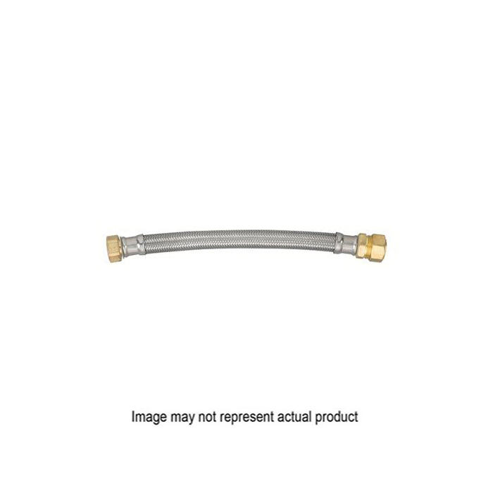 Homewerks 7213-12-34-1 Water Heater Connector, Flexible, 3/4 in Inlet, FIP Inlet, 3/4 in Outlet, FIP Outlet, 12 in L