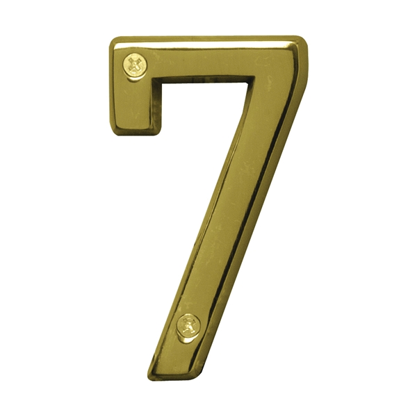 HY-KO Prestige BR-42PB/7 House Number, Character: 7, 4 in H Character, Brass Character, Solid Brass - 1