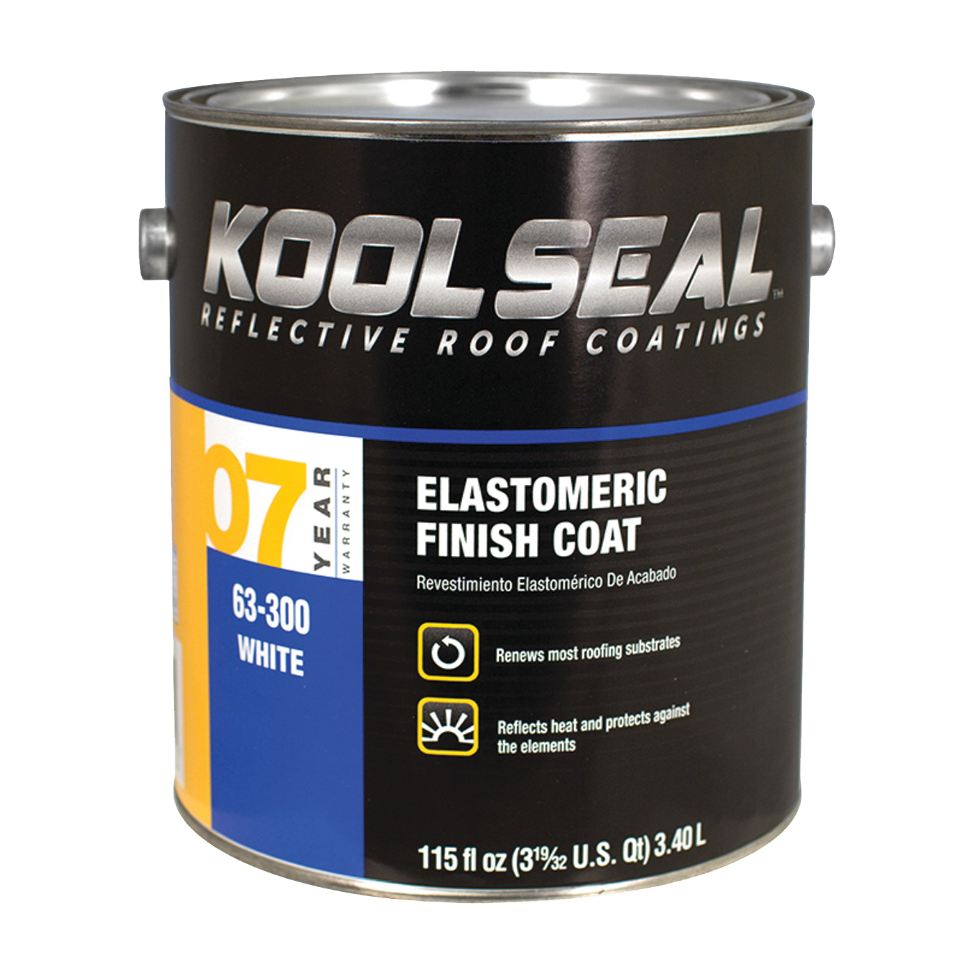 Kool Seal KS0063300-16 Elastomeric Roof Coating, White, 0.9 gal, Pail, Liquid