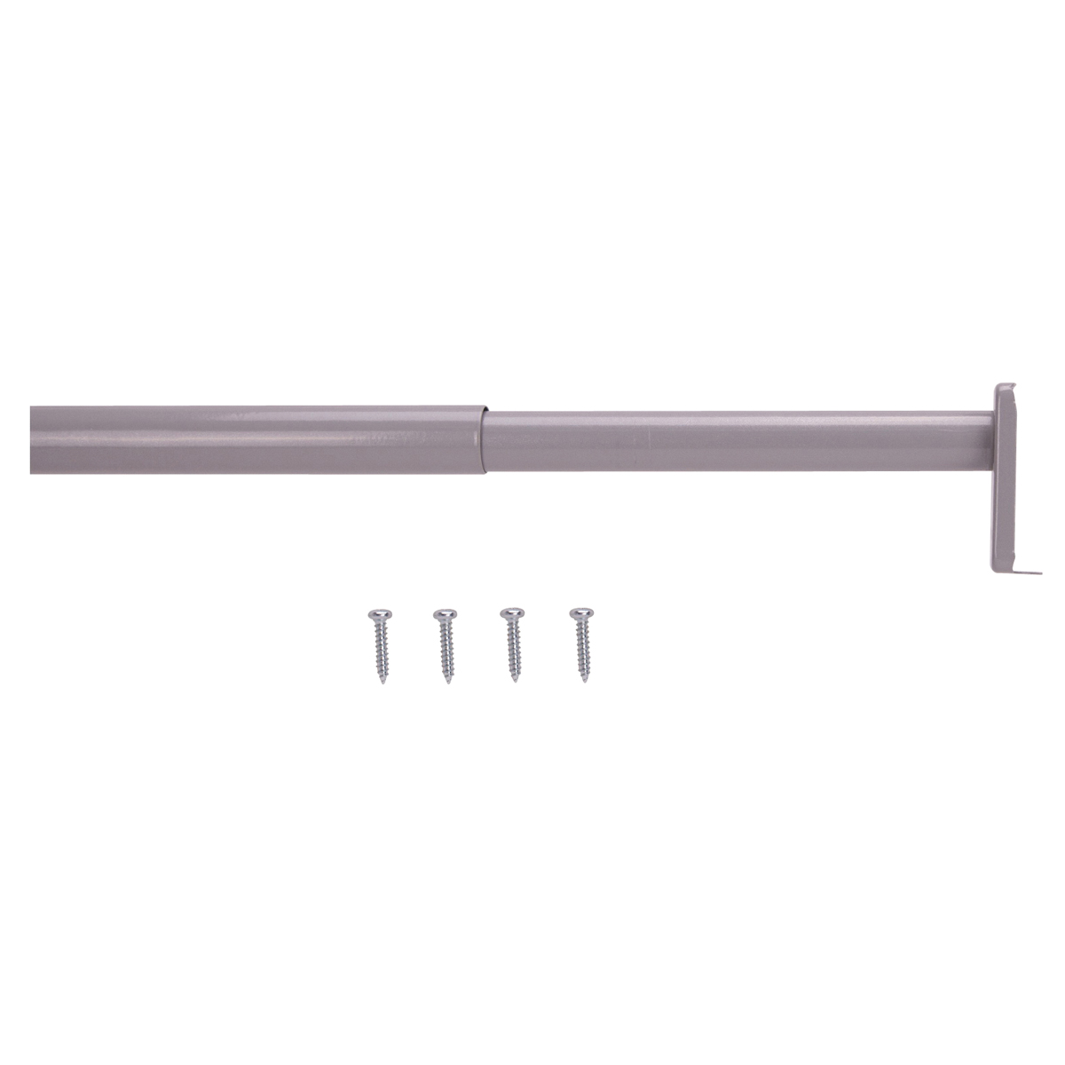 21013ZCX-PS Adjustable Closet Rod, 30 to 48 in L, Steel, Silver