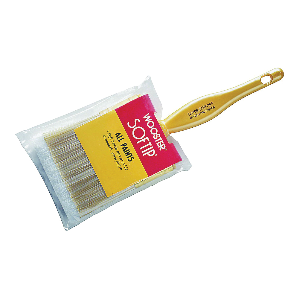 Wooster Q3108-3 Paint Brush, 3 in W, 2-11/16 in L Bristle, Nylon/Polyester Bristle, Beaver Tail Handle