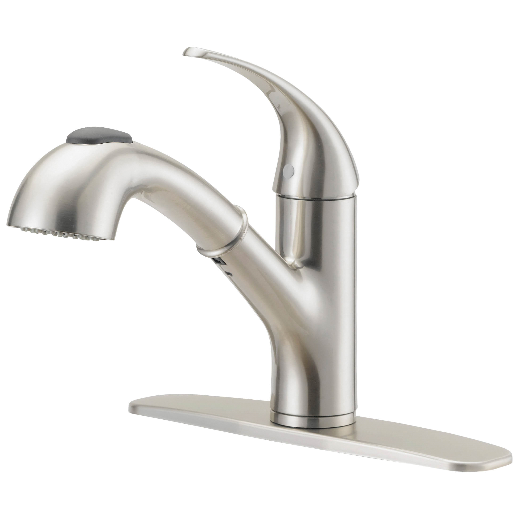 FP4A4079NP Kitchen Faucet, 1.8 gpm, 1-Faucet Handle, 1, 3-Faucet Hole, Metal/Plastic, Stainless Steel