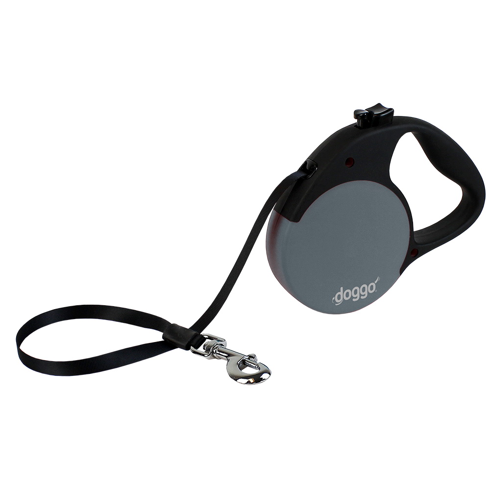 doggo DGO-RLSH-GG-LG Retractable Leash, 16 ft L, Granite Gray, Large Breed