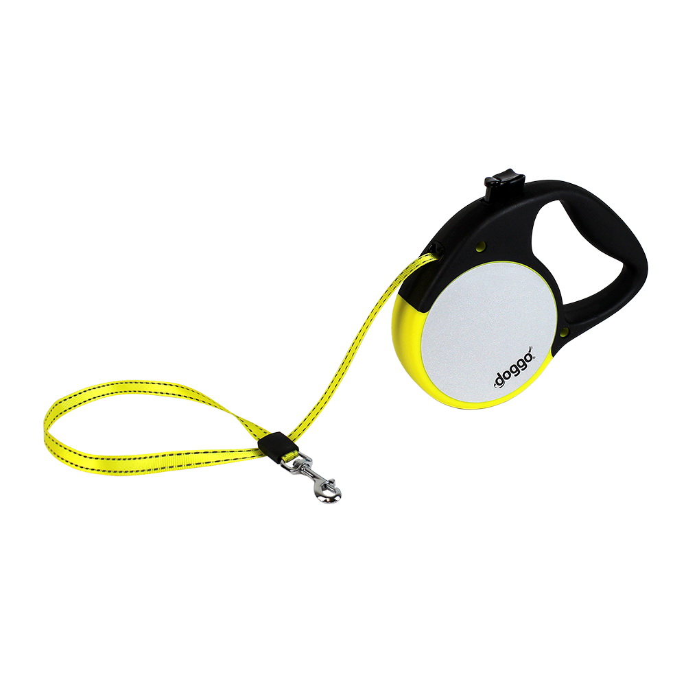 doggo DGO-RLSH-NY-SM Retractable Leash, 16 ft L, Neon Yellow, Small Breed