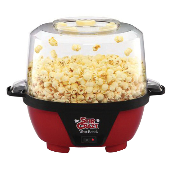 West Bend Stir Crazy Series 82505 Popcorn Machine, 6 qt Kernel, 850 W, Red
