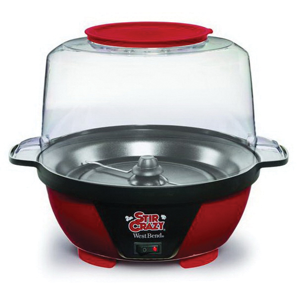West Bend Stir Crazy Series 82505 Popcorn Machine, 6 qt Kernel, 850 W, Red