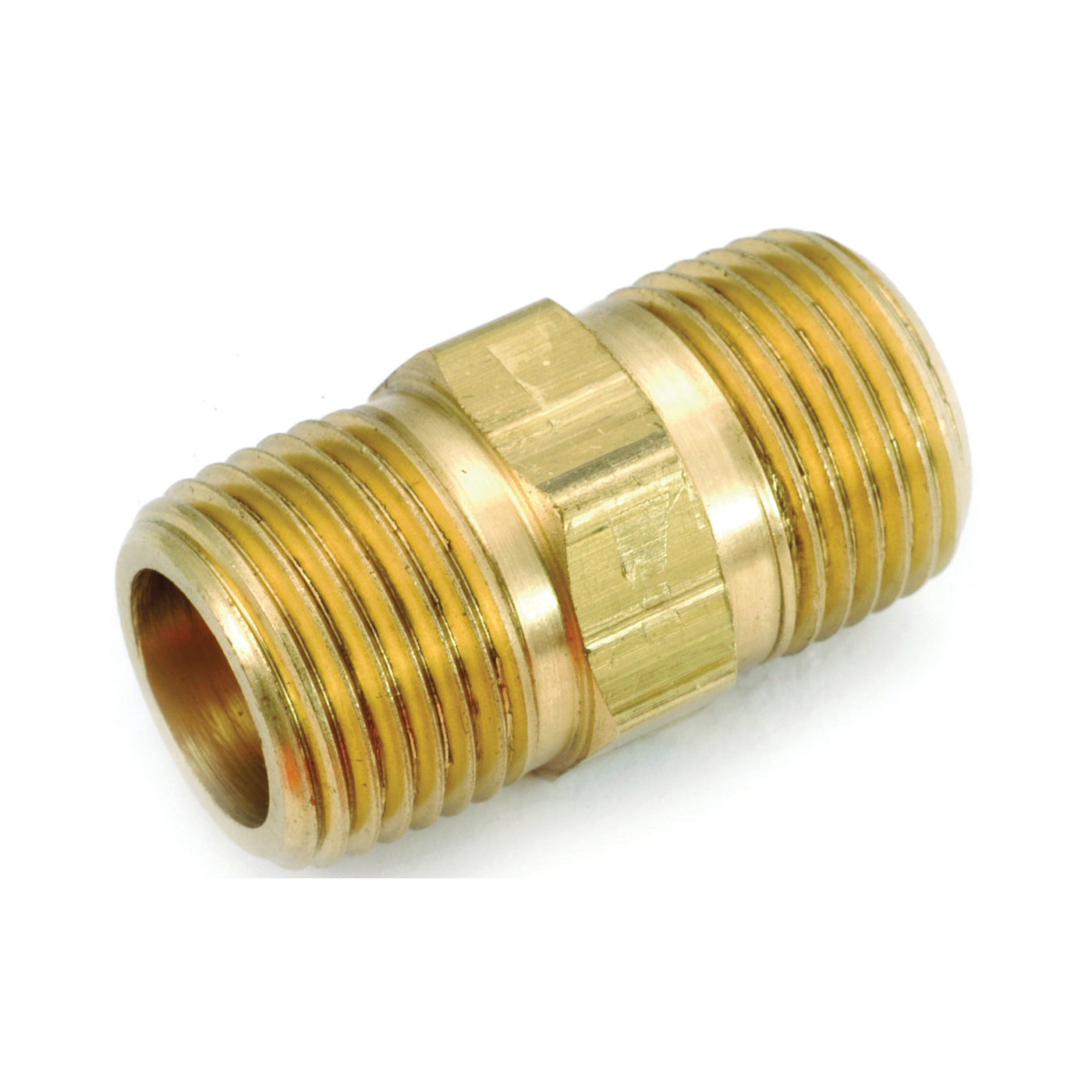 Anderson Metals 756122-04 Pipe Nipple, 1/4 in, MPT, Brass, 1 in L - 1