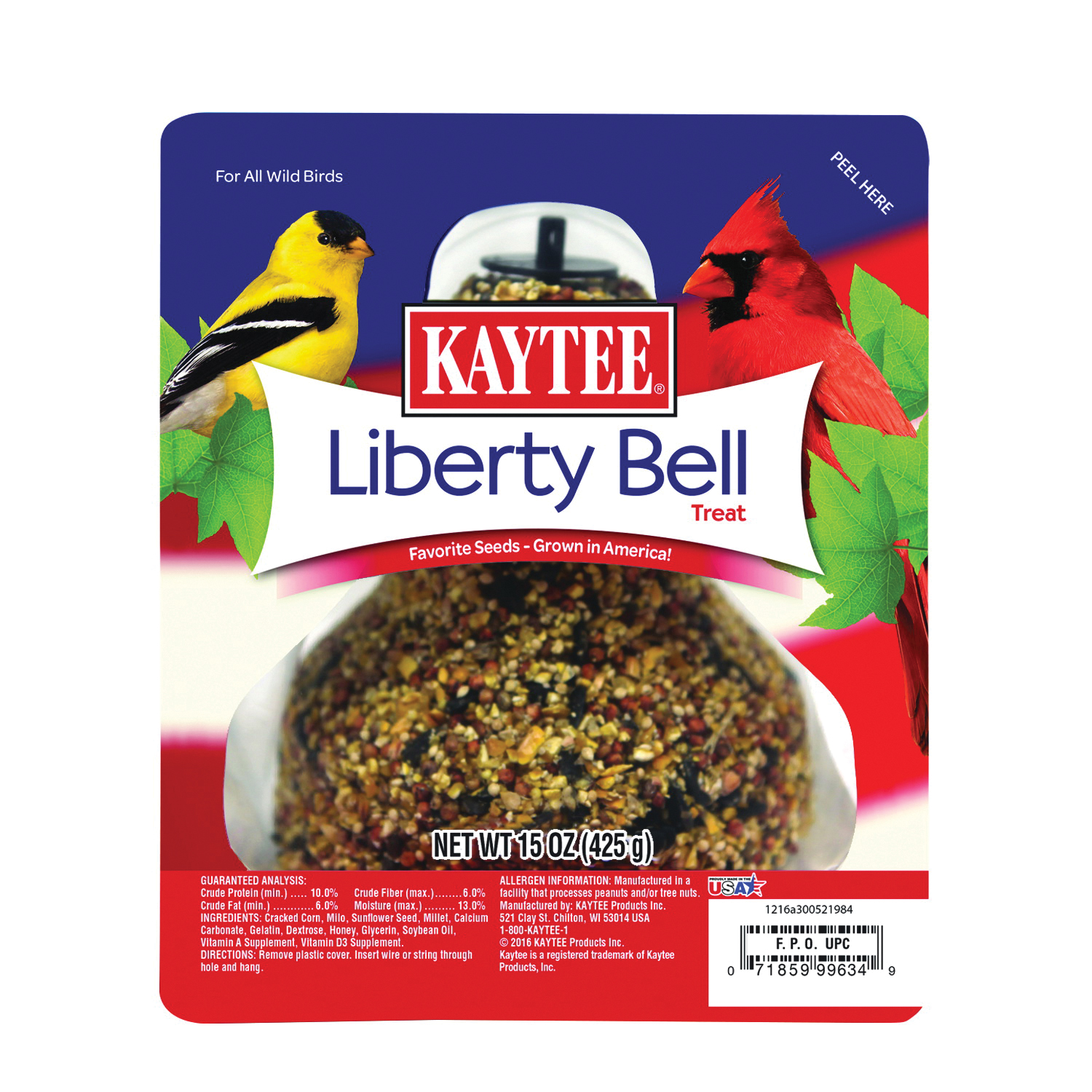 Kaytee 100213826 Liberty Treat Bell, Honey Flavor, 15 oz Bag