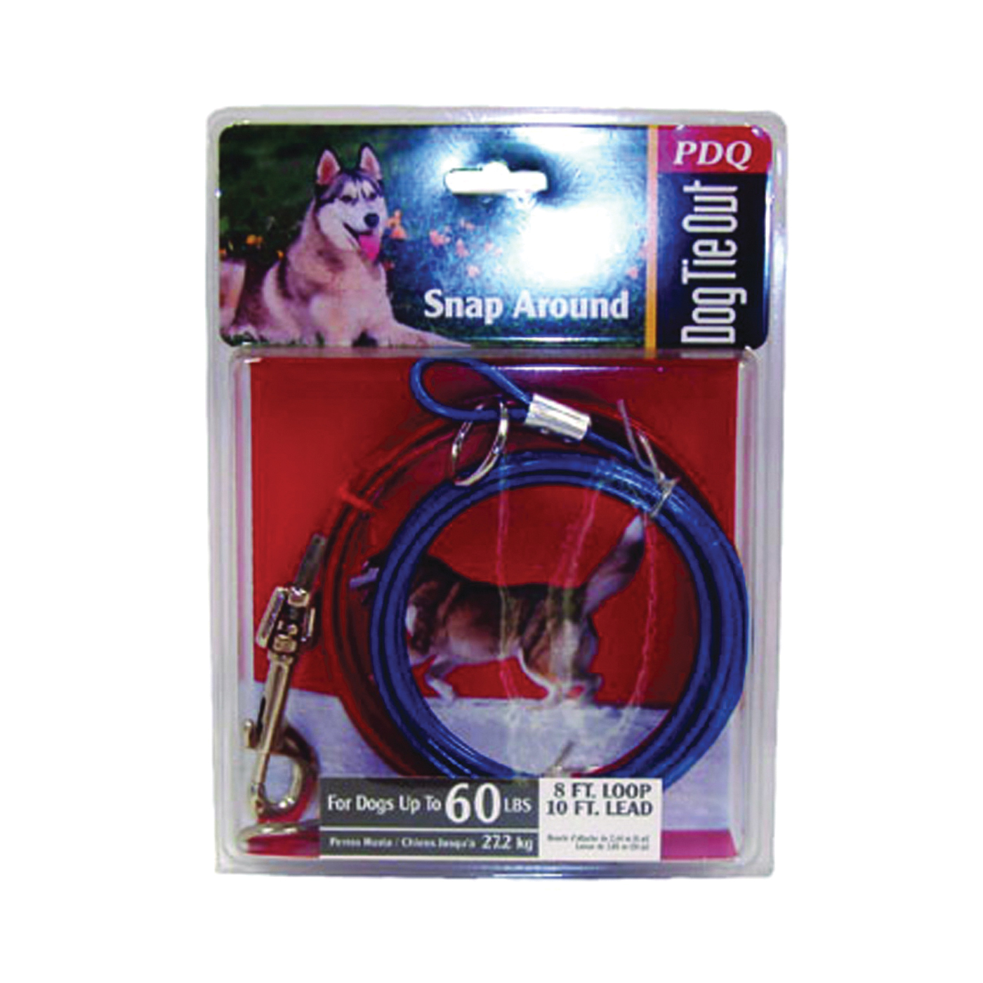 PDQ Q251500099 Pet Tie-Out Belt, 10 ft L Belt/Cable, For: Large Dogs up to 60 lb