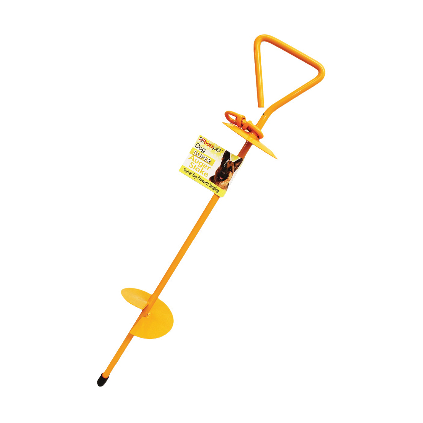 PDQ 01313 Super Stake, Auger, 24 in L Belt/Cable, Steel, Bright Yellow