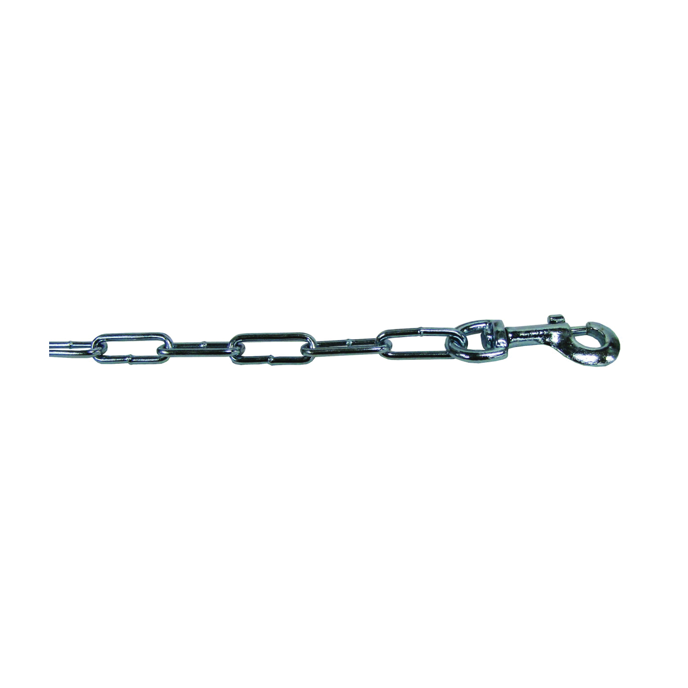 PDQ 09415 Tie-Out Chain, Welded Link, 15 ft L Belt/Cable, Steel, For: Dogs Up to 125 lb