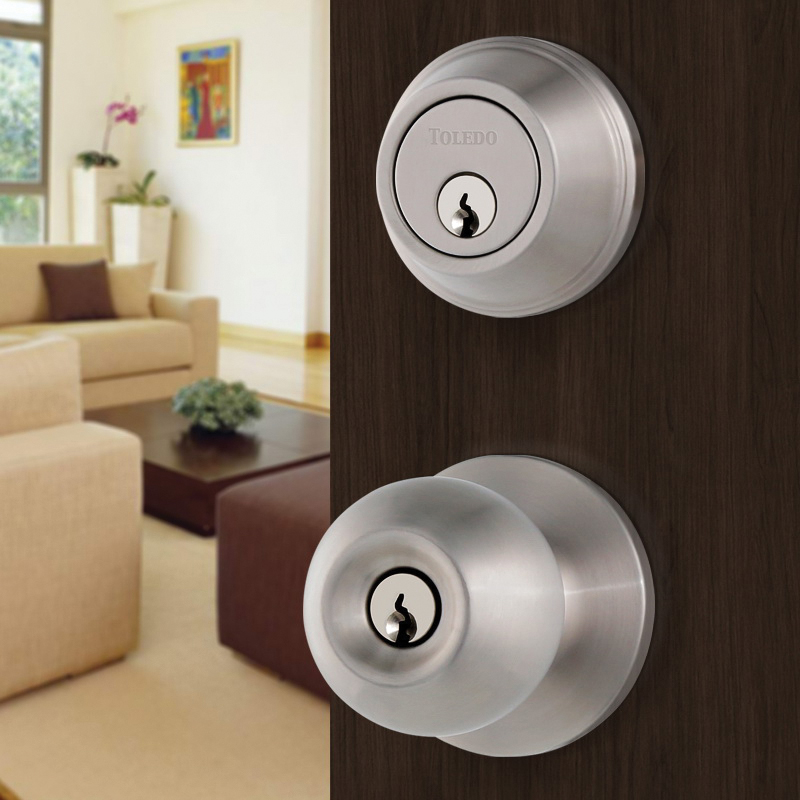 Toledo Avila Series V1500AVUS32D Combination Lockset, Stainless Steel, 3 Grade, Stainless Steel - 2