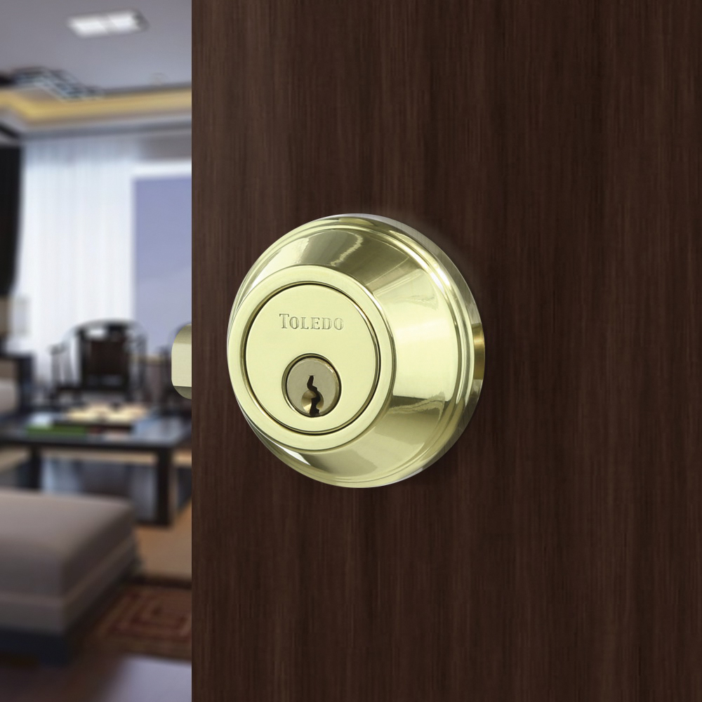 Toledo V1800US3 Deadbolt, 3 Grade, Anti-Bump Key, Stainless Steel, Polished Brass - 3