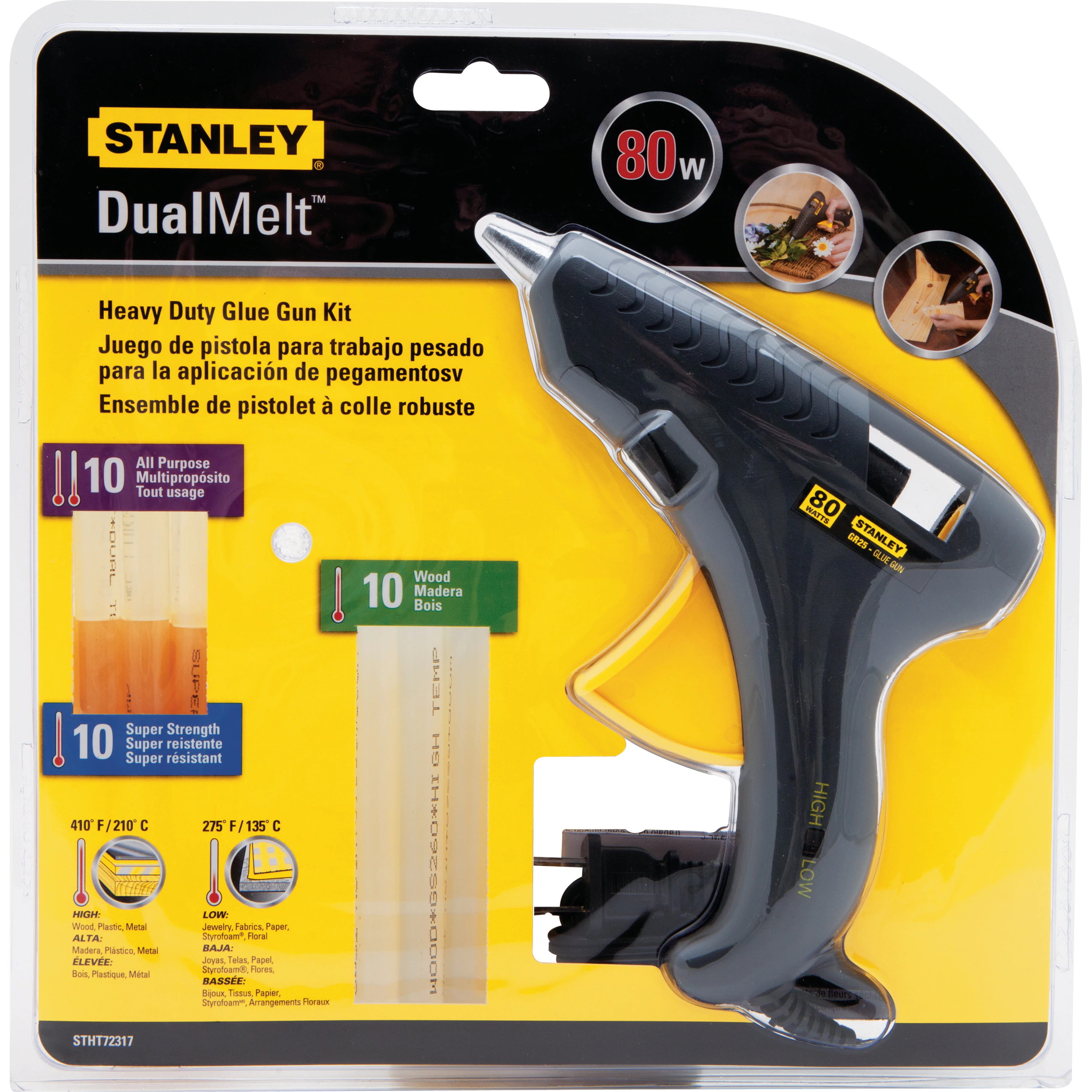 STANLEY DualMelt STHT72317 Glue Gun Kit, 5.5 to 7.5 lb/hr Output, 7/16 in Capacity - 1
