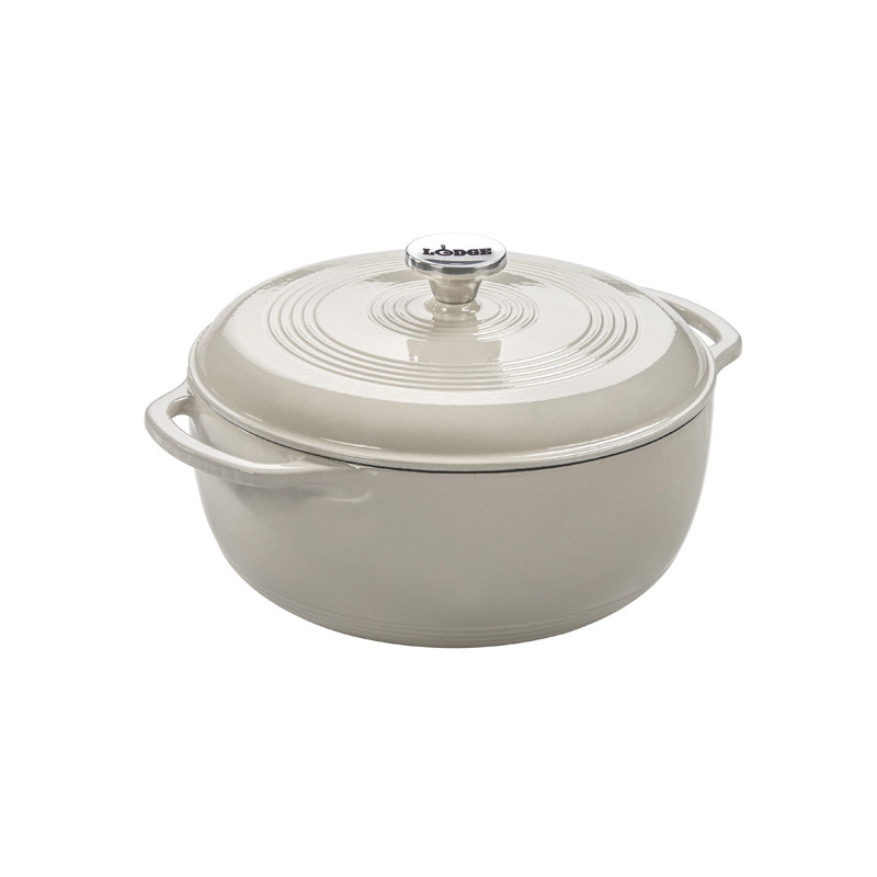 EC6D13 Dutch Oven, 6 qt Capacity, Enameled Cast Iron, Oyster, Knob and Loop Handle