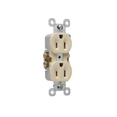 TradeMaster 3232IU Duplex Receptacle, 2 -Pole, 15 A, 125 VAC, Ivory