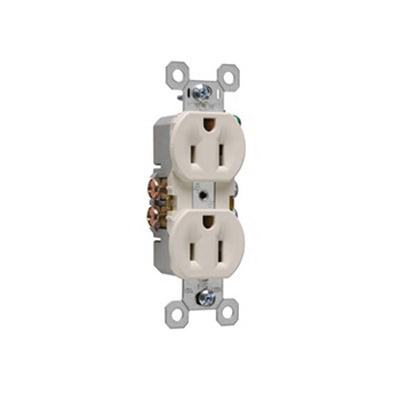 TradeMaster 3232WU Duplex Receptacle, 2 -Pole, 15 A, 125 VAC, White