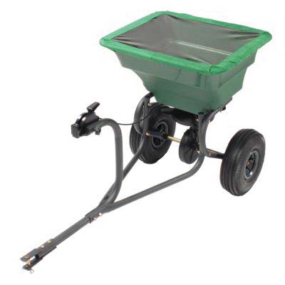 Precision TBS4000PRCGY Tow Behind Broadcast Spreader, 75 lb Hopper, Steel Frame, Plastic Hopper, Pneumatic Wheel