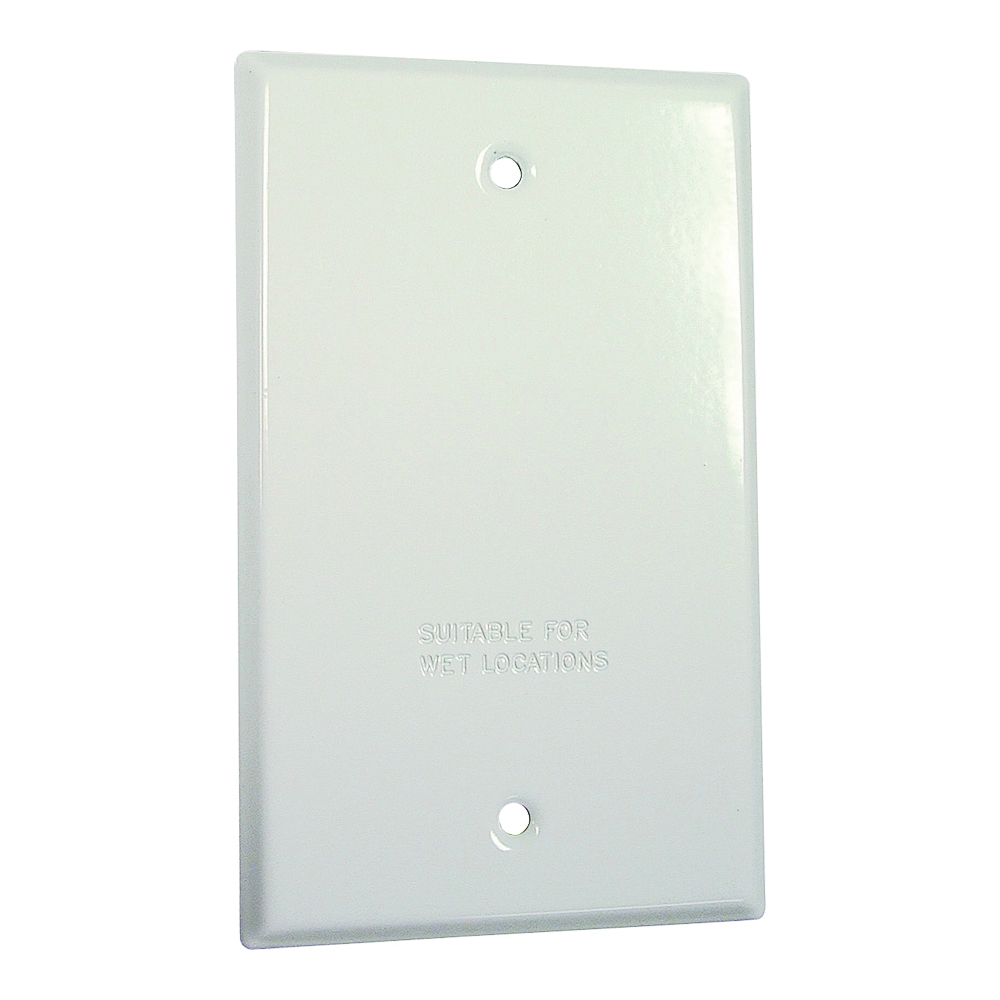 5173-6 Cover, 4-17/32 in L, 2-25/32 in W, Metal, White, Powder-Coated