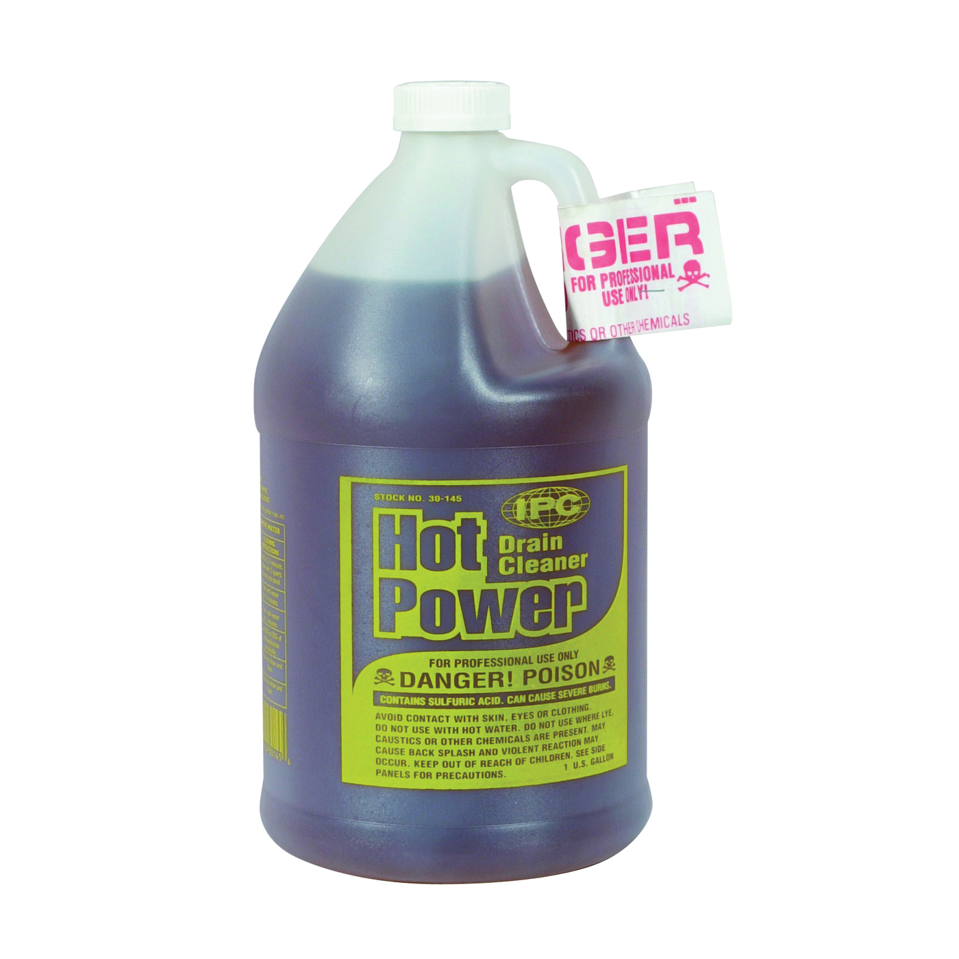 Hot Power 30-145 Drain Cleaner, Liquid, Amber, Sharp, 1 gal Bottle