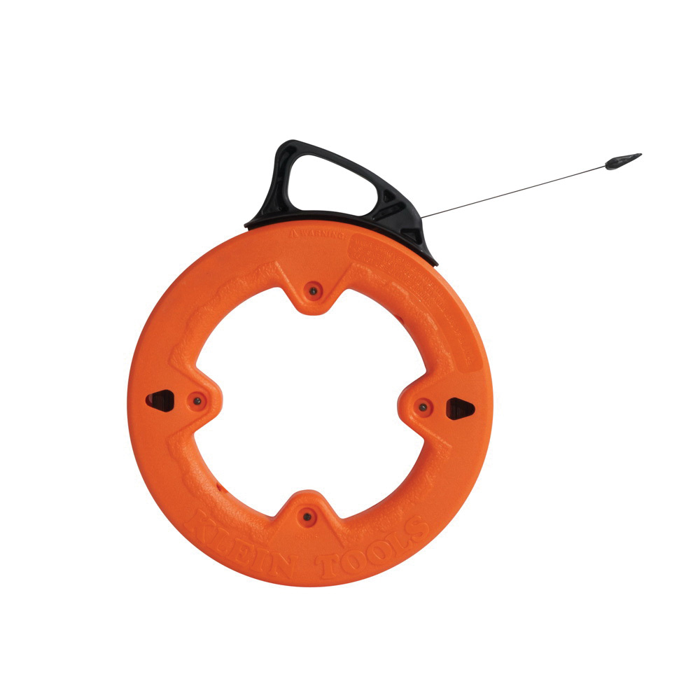 Klein Tools 56005 Fish Tape, 0.25 x 0.03 in Tape, 25 ft L Tape, Steel Tape, Black/Orange Case