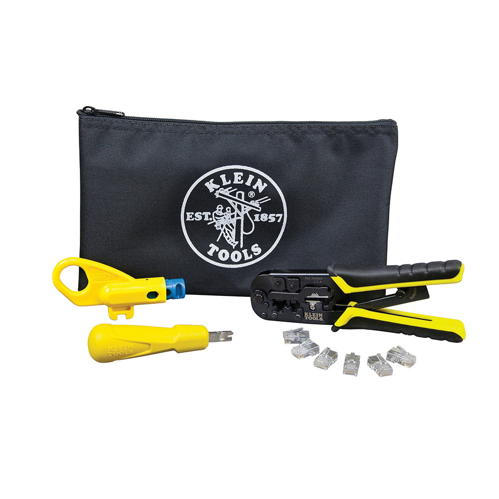 Klein Tools VDV026-212 Twisted Pair Installation Kit with Zipper Pouch, HCS/Polycarbonate Plastics/Stamped Steel/Vinyl