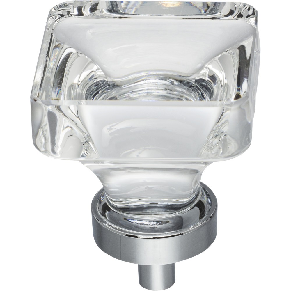 Jeffrey Alexander Harlow Series G140L-PC Cabinet Knob, 1-5/16 in Projection, Glass/Zinc, Polished Chrome