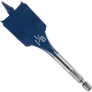 Bosch Daredevil DSBS1015 Spade Drill Bit, 1-1/8 in Dia, 4 in OAL, Stubby, 2-Flute, 1/4 in Dia Shank, Hex Shank