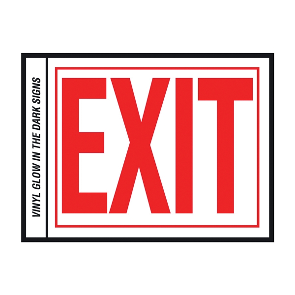 EE-2 Safety Sign, Exit, Red Legend, Vinyl, 10 in W x 8 in H Dimensions