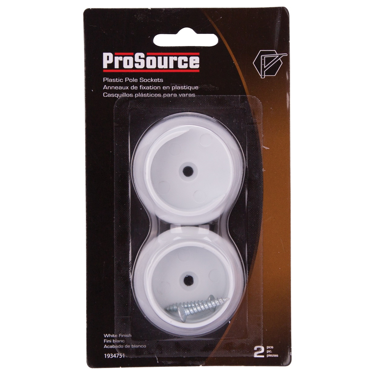 Prosource 23701PHX-PS Closet Pole Socket, Plastic, White - 2