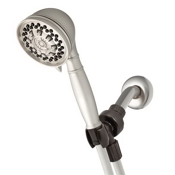 XAT-649E Handheld Shower Head, 1.8 gpm, 6-Spray Function, Brushed Nickel, 3-1/2 in Dia